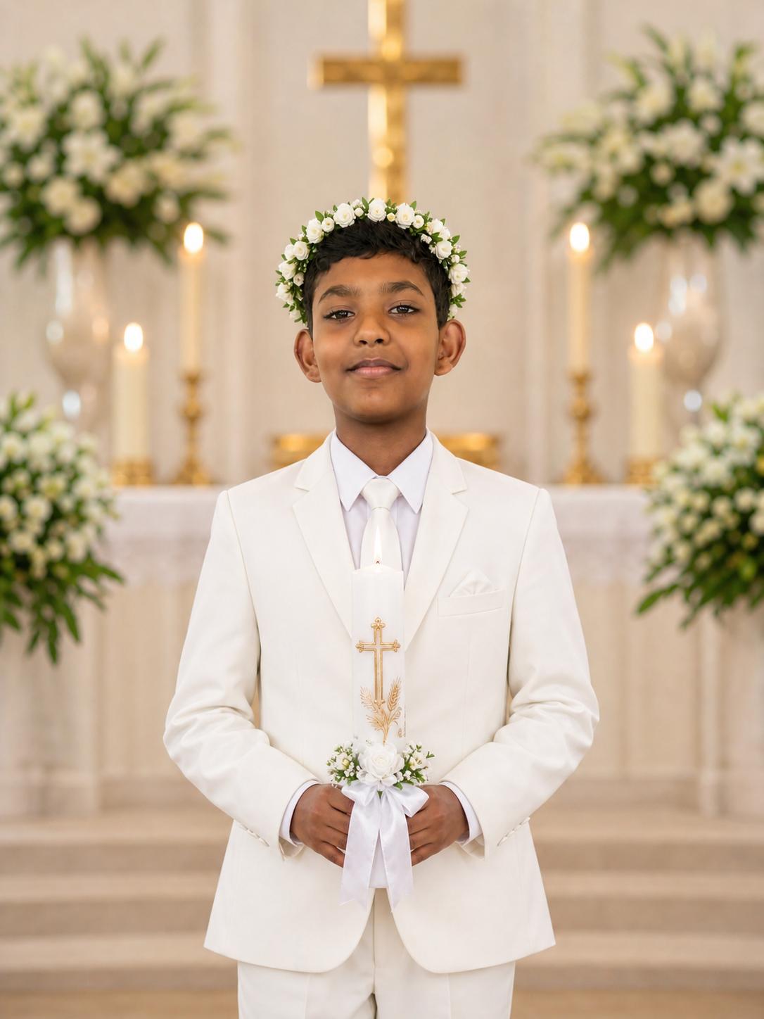 Reyan Reni in Solemn Holy Communion suit